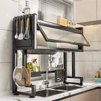 Multi-Functional Kitchen Sink Countertop Organizer Dish Drying Rack with Water Drainage Space-Saving Storage Essential